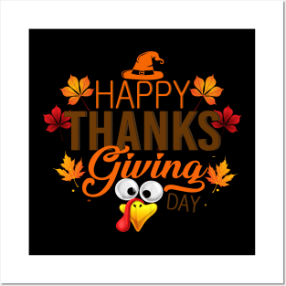 Happy Turkey Day Shirt Cute Little Pilgrim Gift Thanksgiving Posters and Art